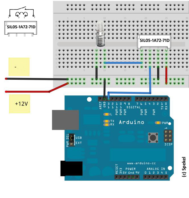 12V Lamp on Arduino with a reed relay